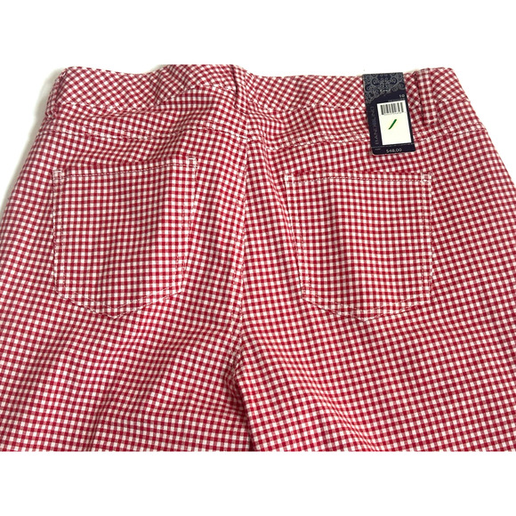Bandolino Women’s Capri Skimmers Jeans Red & White Check Knees Skimmer Size 10 - Picture 12 of 16
